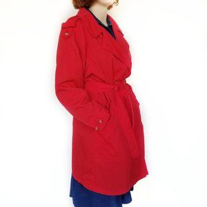 Vintage Red Windbreaker Trench Coat 80s 90s Gallery Size 12